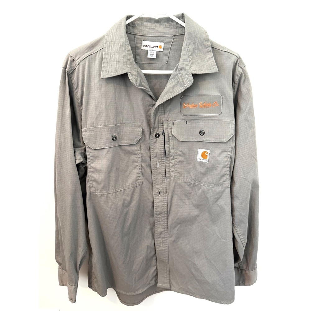Carhartt Men's Work Shirt Gray Medium Ripstop Long Sleeve Windsor Lighting Co.